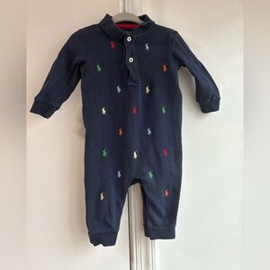 Ralph Lauren Baby Boy Polo Pony Soft Cotton Polo Coverall 6 months